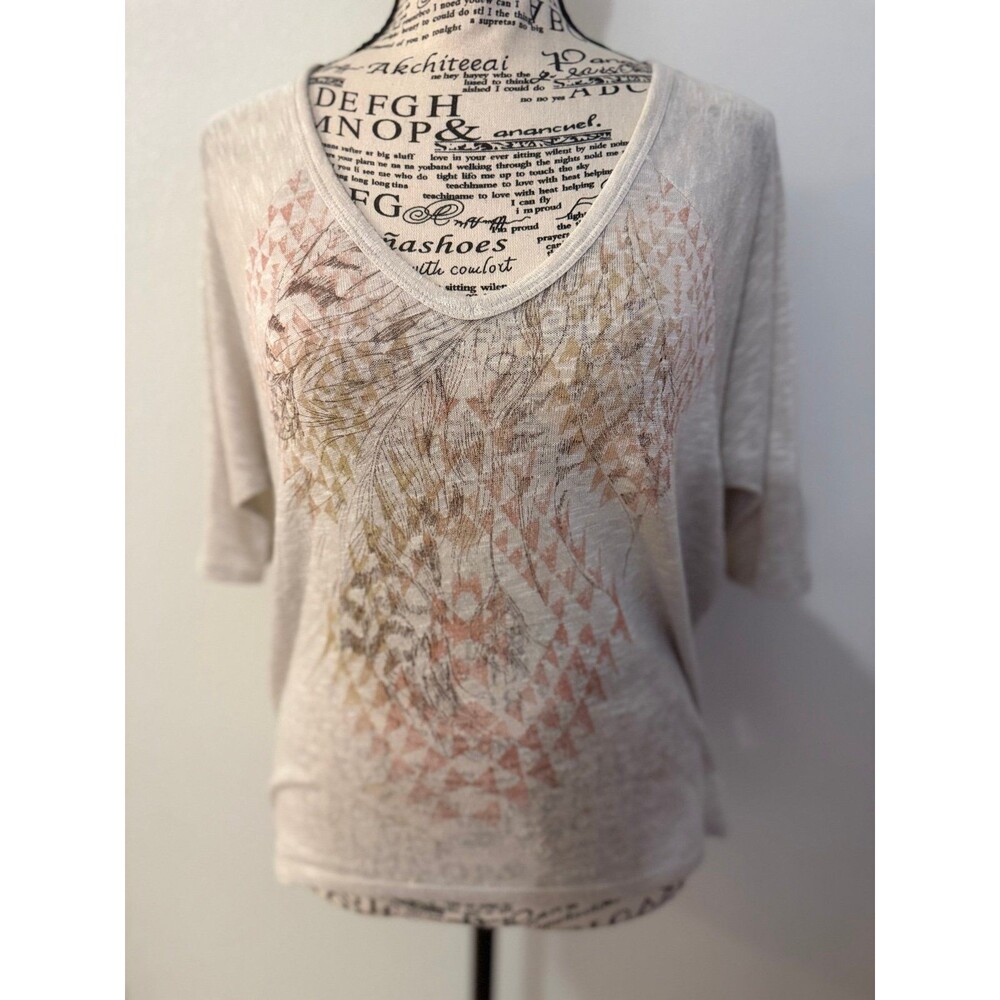 Decree Graphic boho southwestern Y2K V-Neck Top L/G